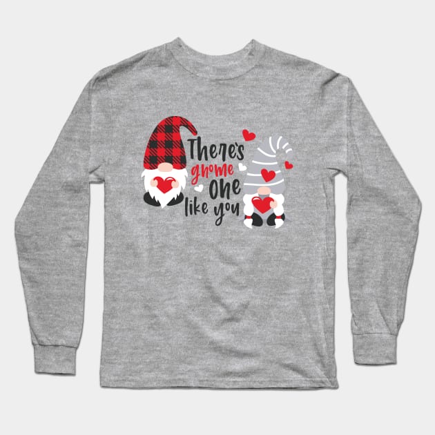 There's Gnome One Like , Valentine's Day , Gnomes Svg, Valentine , Valentine Gnomes ,Valentine Shirt Design, Plaid Long Sleeve T-Shirt by maliGnom